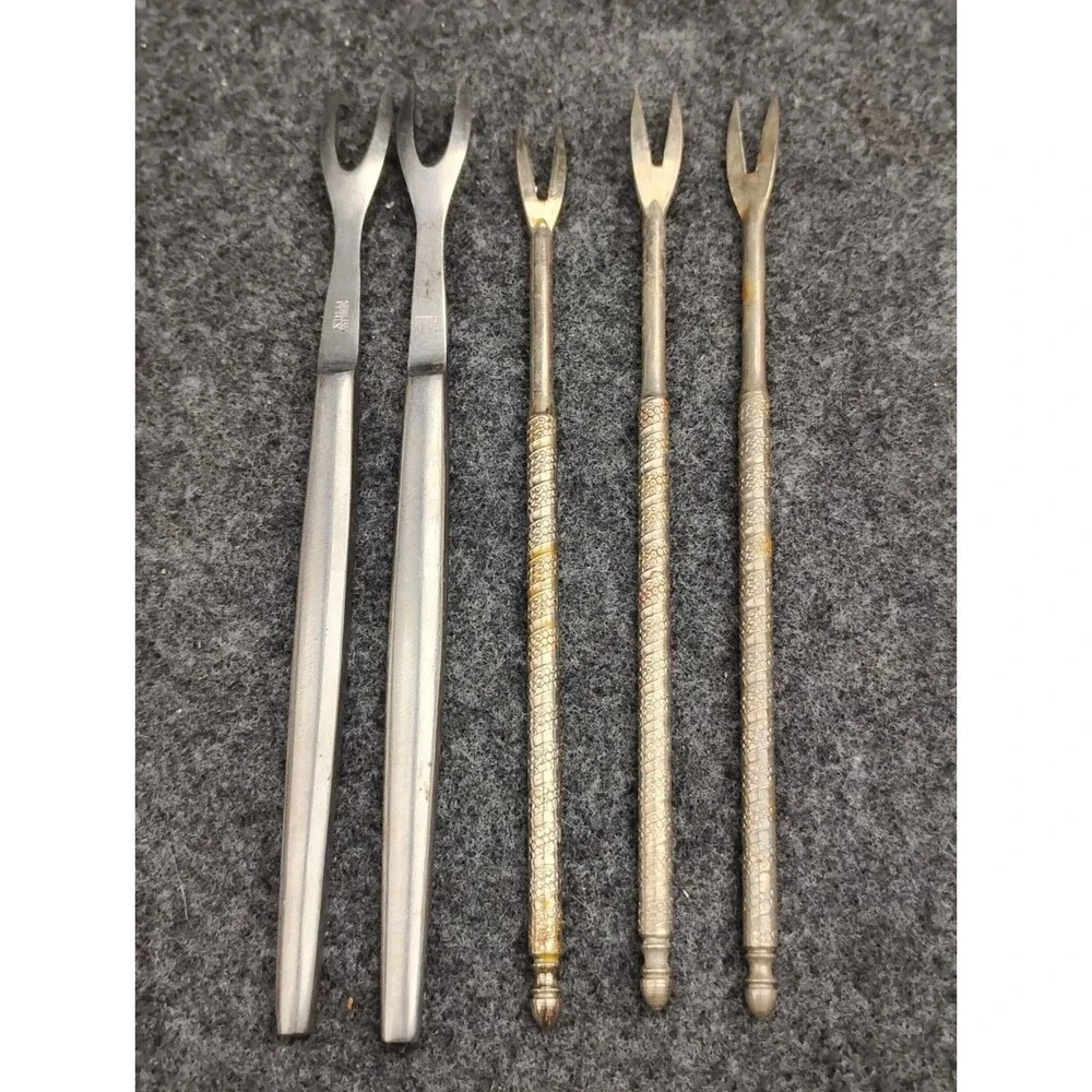 5 Vintage Stainless Steel Seafood Forks Lobster Crab Shellfish Nuts